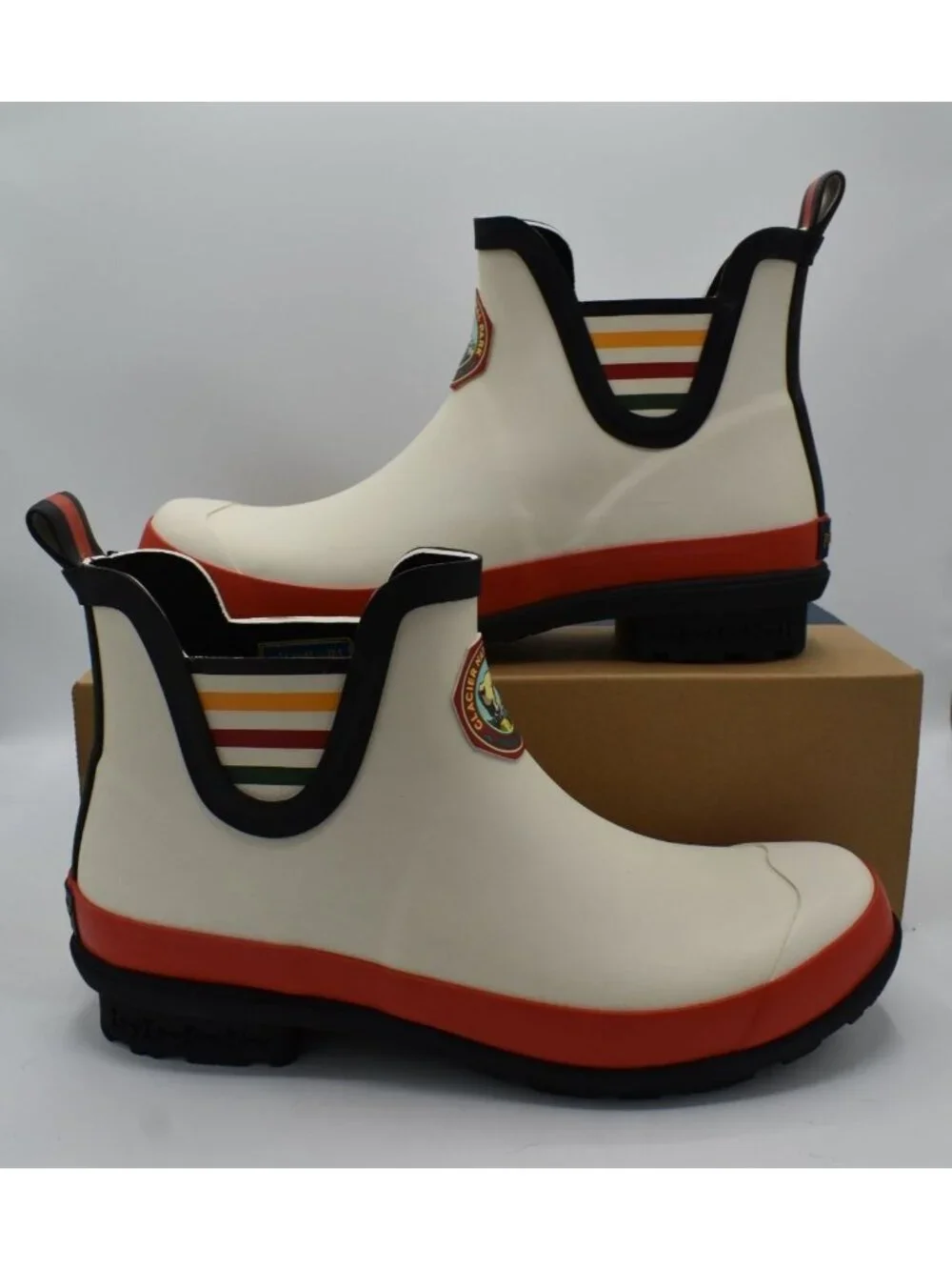 Pendleton Womens 11 Glacier National Park White Waterproof Chelsea Rain Boots‎